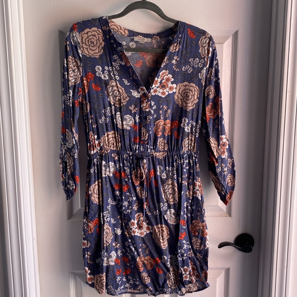 Loft Dress Blue Floral Pattern S - Picture 11 of 13